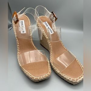 Steve Madden clear strapped with wicker heels sandals